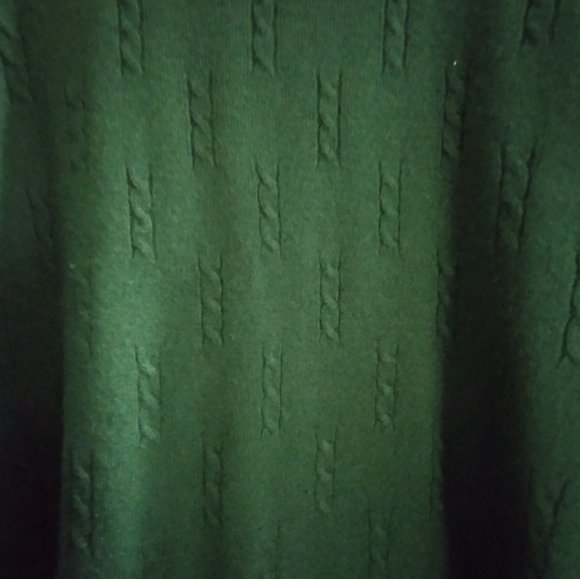 EUC Green Sweater Cable Knit Pattern Mock Turtle Neck Medium Soft Vintage - Picture 4 of 6